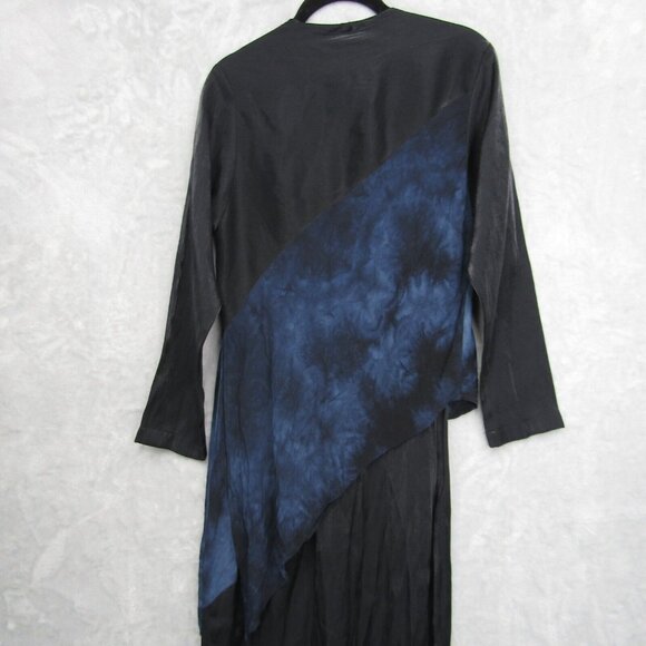 Coco & Juan Lagenlook Black Blue Abstract Asymmetric Maxi Dress 0 Stretchy - Picture 8 of 13